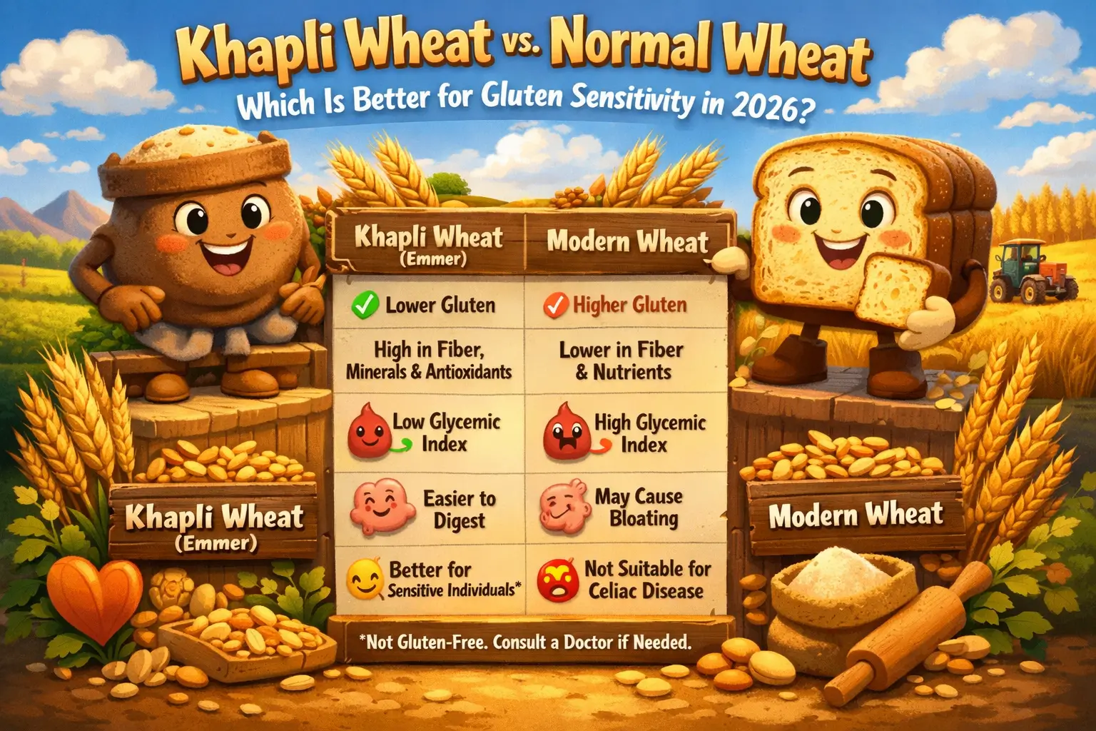 difference between khapli wheat and normal wheat